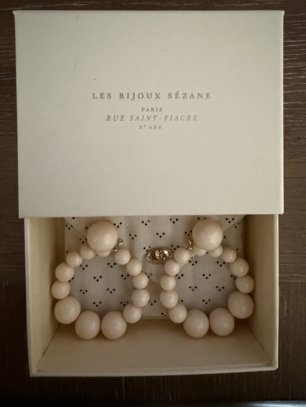 NIB Sézane [Charlie] Resin Bead Hoop Earrings - Beige